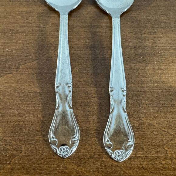 Winco Elegance Tea Spoon Set Stainless Steel Silver Set of 2 - Picture 2 of 6